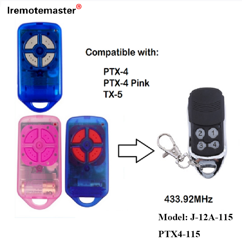 Ho an'ny PTX4 433.92 MHz Gate Garage Door Remote Control Rolling Code